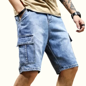 Premium Men's Denim Cargo Shorts