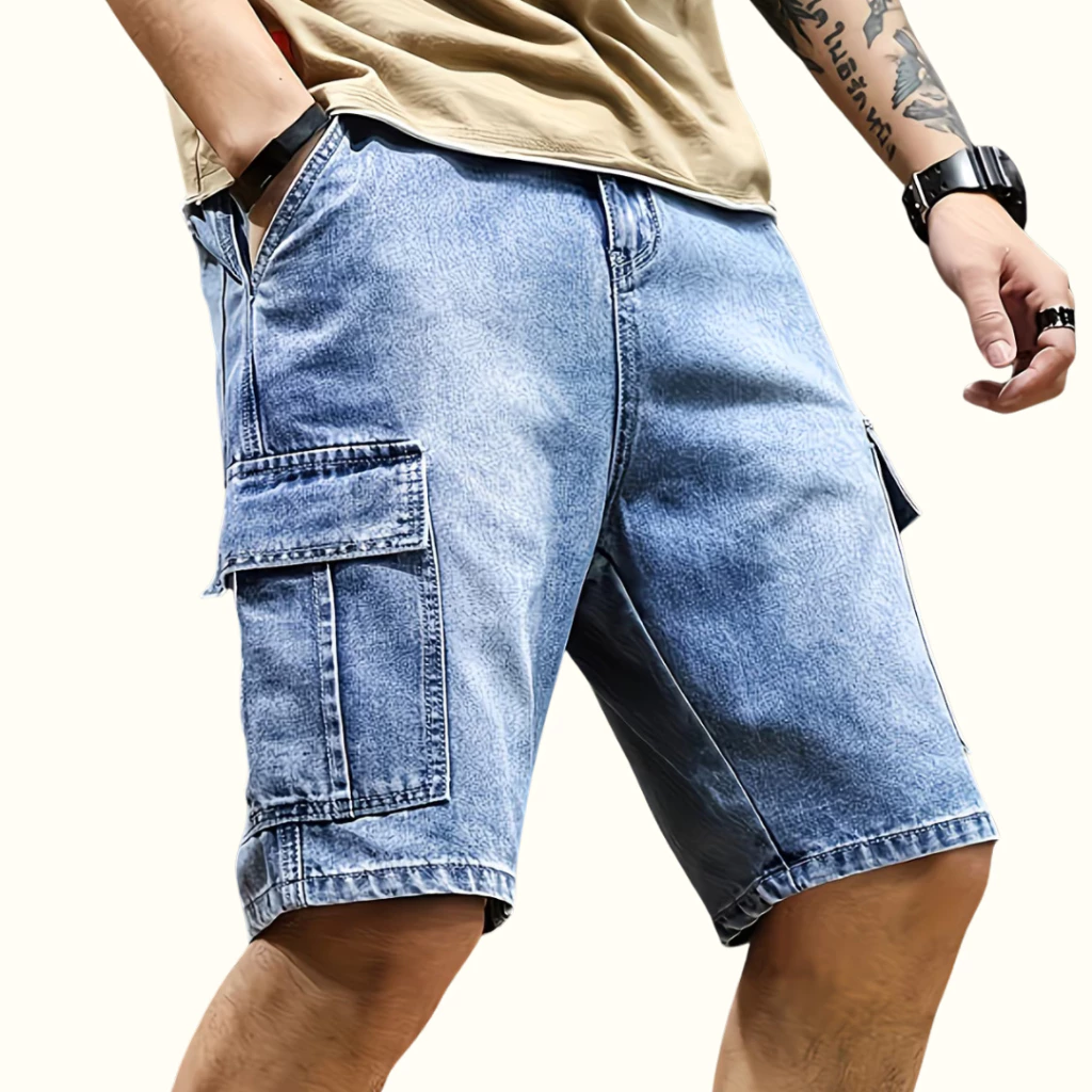 Premium Men's Denim Cargo Shorts