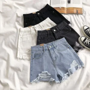 Denim Shorts Women Korean Casual High Waist Short Pants